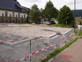 Parkplatz Rathaus Breitenbrunn Baufortschritt Grenzübergreifenden Verkehrsanbindung im Zentralem Erzgebirge Ziel 3 Etappe 1 DSC05175